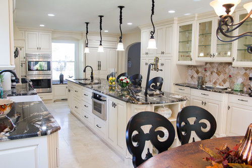  Black Granite Countertops Black Countertops White Recessed Panel Cabinets Black Granite Countertop